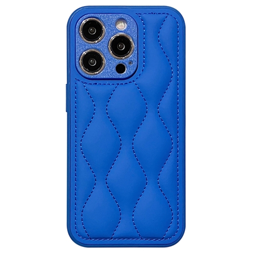 

For iPhone 12 Pro Max Fine Hole 8-shaped Texture Eiderdown Airbag Phone Case(Blue)