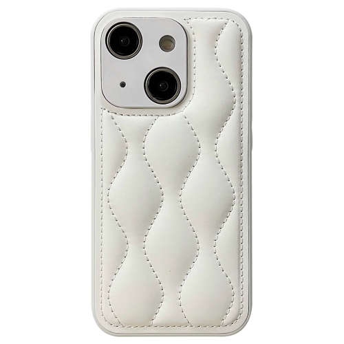 

For iPhone 13 Fine Hole 8-shaped Texture Eiderdown Airbag Phone Case(White)