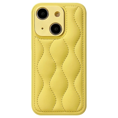 

For iPhone 13 Fine Hole 8-shaped Texture Eiderdown Airbag Phone Case(Yellow)