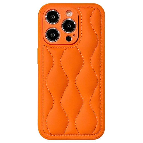 

For iPhone 13 Pro Max Fine Hole 8-shaped Texture Eiderdown Airbag Phone Case(Orange)