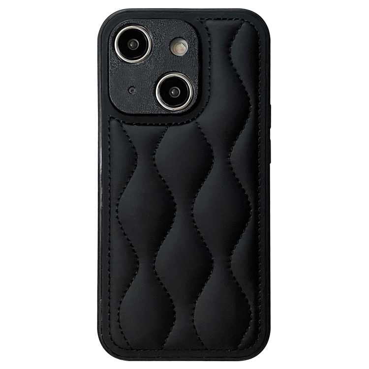 

For iPhone 14 Fine Hole 8-shaped Texture Eiderdown Airbag Phone Case(Black)