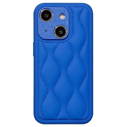 

For iPhone 14 Fine Hole 8-shaped Texture Eiderdown Airbag Phone Case(Blue)