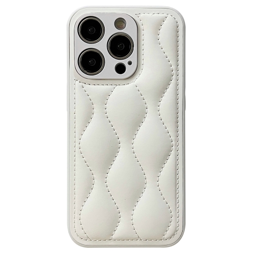 

For iPhone 14 Pro Fine Hole 8-shaped Texture Eiderdown Airbag Phone Case(White)