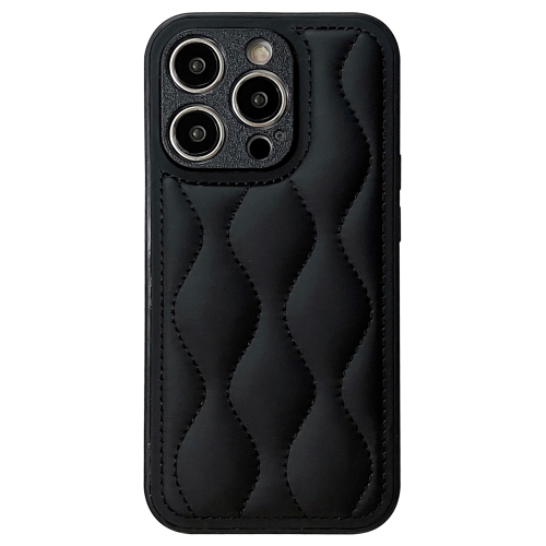 

For iPhone 14 Pro Fine Hole 8-shaped Texture Eiderdown Airbag Phone Case(Black)