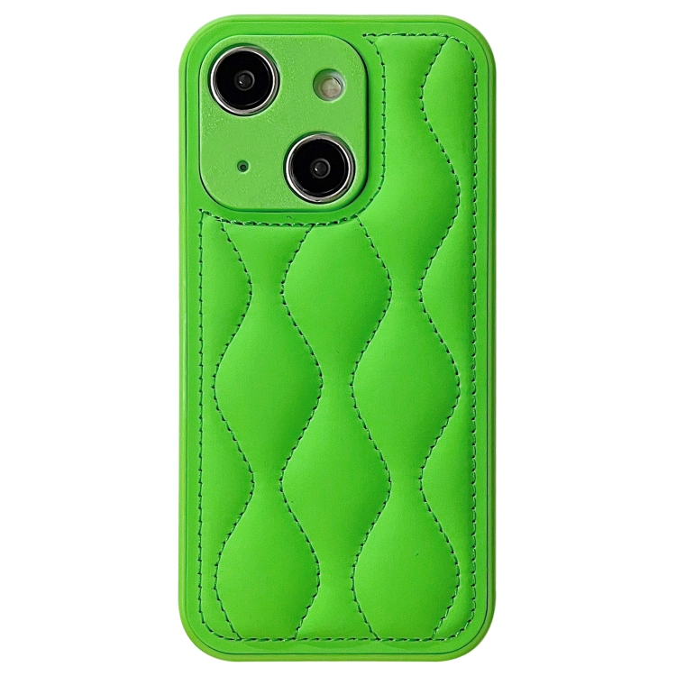 

For iPhone 15 Fine Hole 8-shaped Texture Eiderdown Airbag Phone Case(Green)