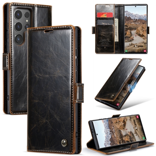 

For Samsung Galaxy S24 Ultra 5G CaseMe 003 Crazy Horse Texture Flip Leather Phone Case(Coffee)
