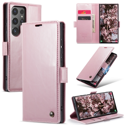 

For Samsung Galaxy S24 Ultra 5G CaseMe 003 Crazy Horse Texture Flip Leather Phone Case(Pink)