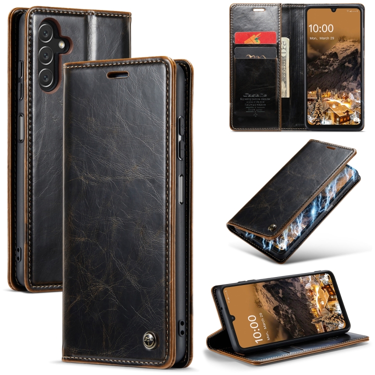 

For Samsung Galaxy A15 CaseMe 003 Crazy Horse Texture Flip Leather Phone Case(Coffee)