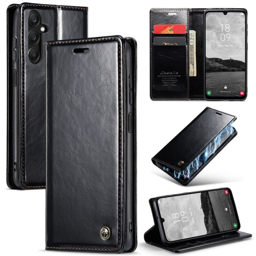 

For Samsung Galaxy A25 CaseMe 003 Crazy Horse Texture Flip Leather Phone Case(Black)