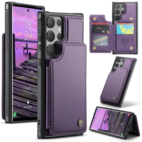 

For Samsung Galaxy S24 Ultra 5G CaseMe C22 PC+TPU Business Style RFID Anti-theft Leather Phone Case(Purple)