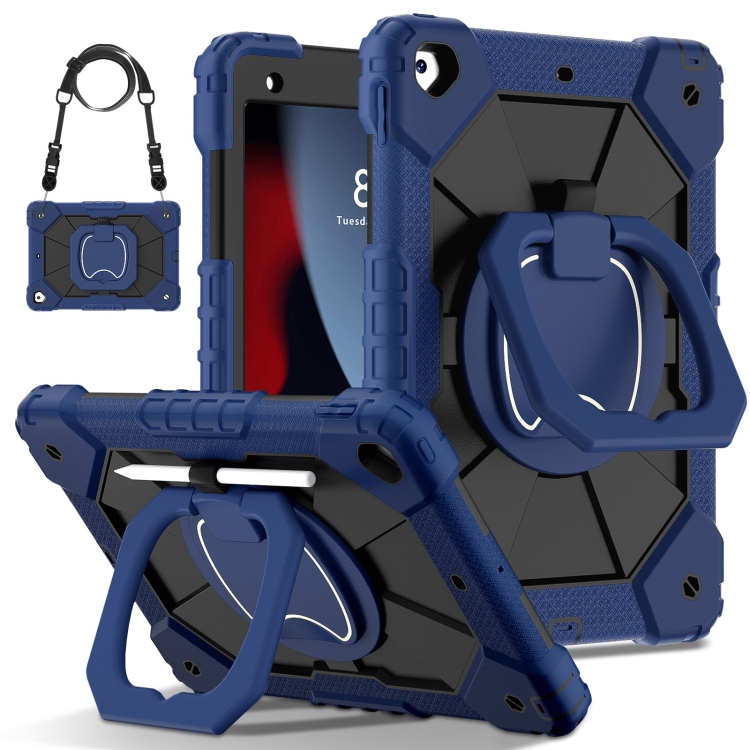 

For iPad 10.2 2021 / 2020 / 2019 Contrast Color Robot Silicone Hybrid PC Tablet Case(Navy Black)