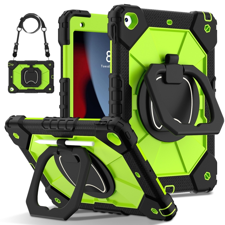 

For iPad 10.2 2021 / 2020 / 2019 Contrast Color Robot Silicone Hybrid PC Tablet Case(Black Yellow Green)