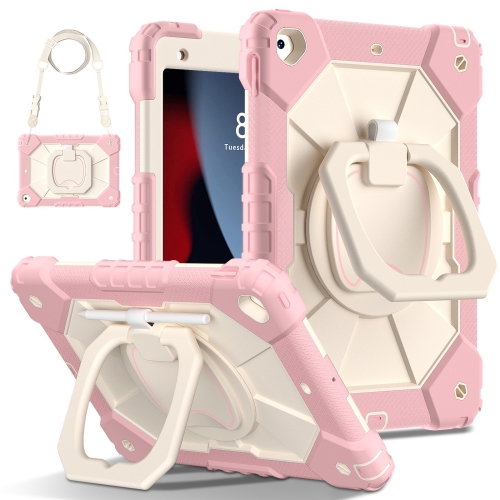 

For iPad 10.2 2021 / 2020 / 2019 Contrast Color Robot Silicone Hybrid PC Table Case(Rose Gold Beige)