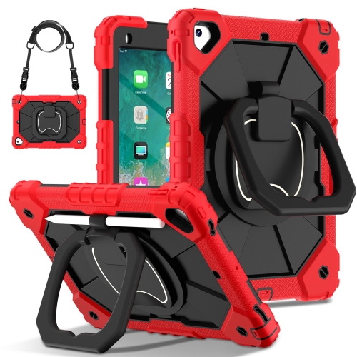 

For iPad Air / Air 2 / 9.7 2018/2017 Contrast Color Robot Silicone Hybrid PC Tablet Case(Red Black)