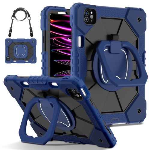 

For iPad Pro 11 2022 / Air 10.9 2022 Contrast Color Robot Silicone Hybrid PC Tablet Case(Navy Black)