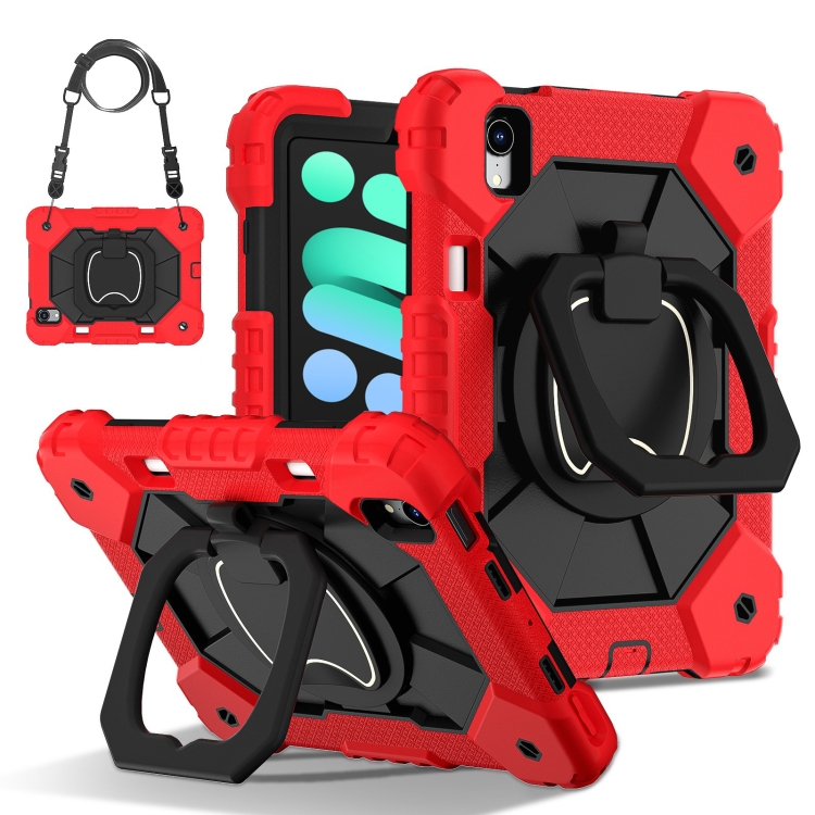 

For iPad mini 2024 / mini 6 Contrast Color Robot Silicone Hybrid PC Tablet Case(Red Black)