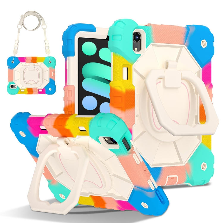 

For iPad mini 2024 / mini 6 Contrast Color Robot Silicone Hybrid PC Tablet Case(Colorful Blue)