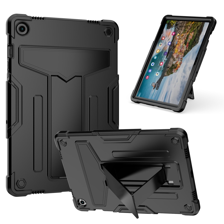 

For Samsung Galaxy Tab A9+ T Holder Robot Silicone Hybrid PC Tablet Case(Black)