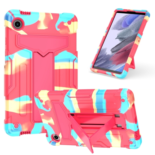 

For Samsung Galaxy Tab A9 T Holder Robot Silicone Hybrid PC Tablet Case(Camouflage Rose Red)