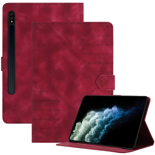 

For Samsung Galaxy Tab S8 2022 X700 YX Small Butterfly Embossed Leather Tablet Case(Red)