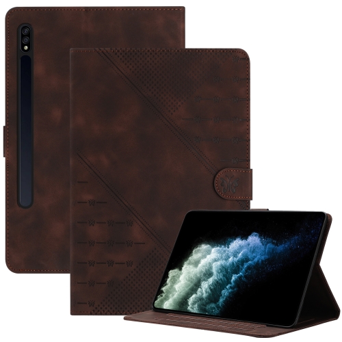 

For Samsung Galaxy Tab S8 2022 X700 YX Small Butterfly Embossed Leather Tablet Case(Coffee)