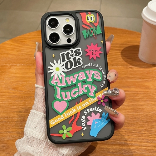 Pour iPhone 15 Pro Trendy Graffiti Noctilucent Phone Cases (Lucky)