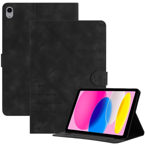 

For iPad 10th Gen 10.9 2022 YX Small Butterfly Embossed Smart Leather Tablet Case(Black)