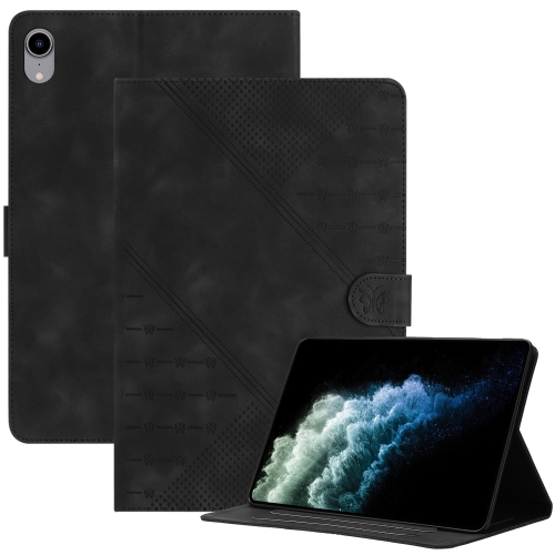 

For iPad mini 6 YX Small Butterfly Embossed Smart Leather Tablet Case(Black)