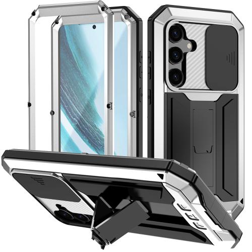 

For Samsung Galaxy S25+ 5G R-JUST Sliding Camera Life Waterproof Holder Phone Case(Silver)