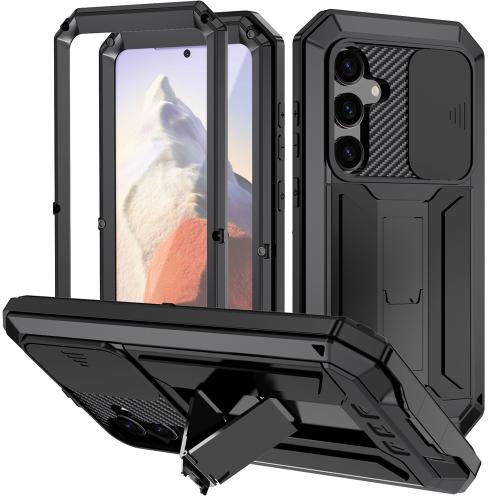 

For Samsung Galaxy S25 5G R-JUST Sliding Camera Life Waterproof Holder Phone Case(Black)