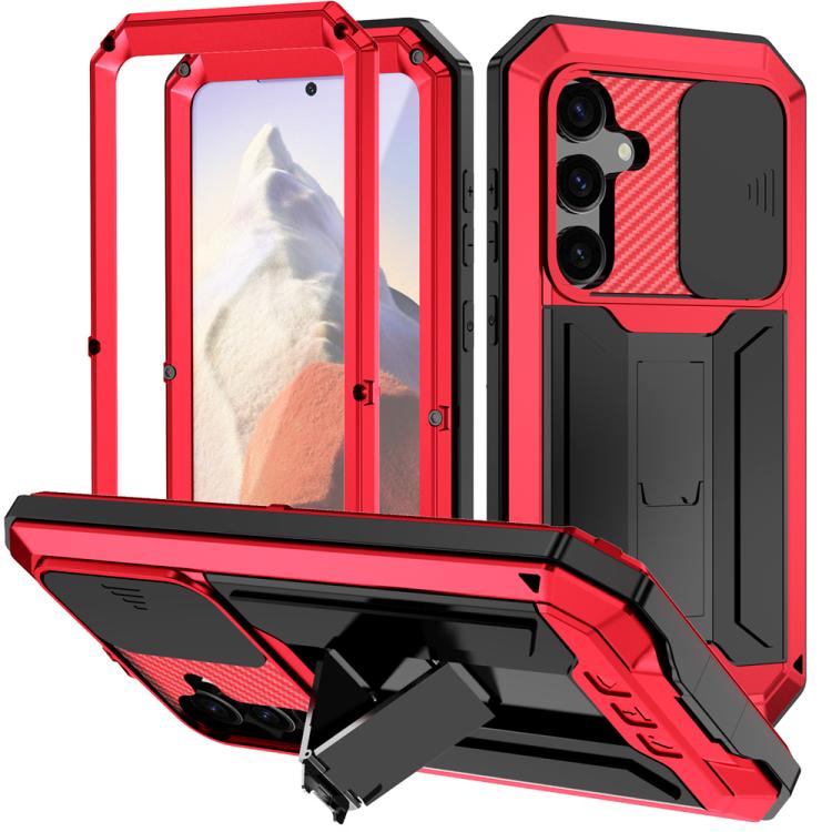 

For Samsung Galaxy S25 5G R-JUST Sliding Camera Life Waterproof Holder Phone Case(Red)