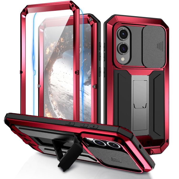 

For Samsung Galaxy S25 Edge 5G R-JUST Sliding Camera Life Waterproof Holder Phone Case(Red)