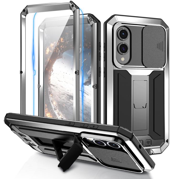 

For Samsung Galaxy S25 Edge 5G R-JUST Sliding Camera Life Waterproof Holder Phone Case(Silver)
