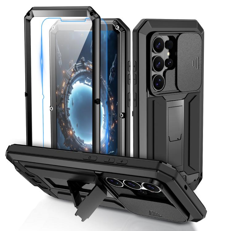 

For Samsung Galaxy S26 Ultra 5G R-JUST Sliding Camera Life Waterproof Holder Phone Case(Black)