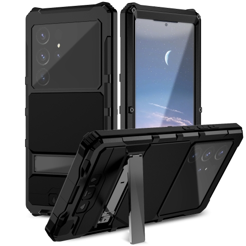 

For Samsung Galaxy S24 Ultra 5G R-JUST Life Waterproof Dustproof Shockproof Holder Phone Case(Black)