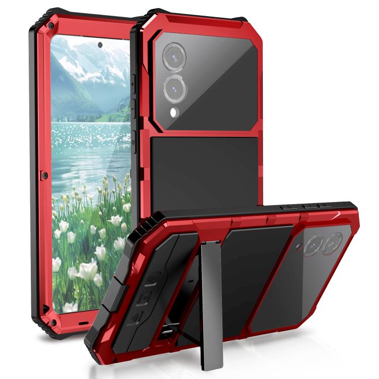 

For Samsung Galaxy S25 Edge 5G R-JUST Life Waterproof Dustproof Shockproof Holder Phone Case(Red)