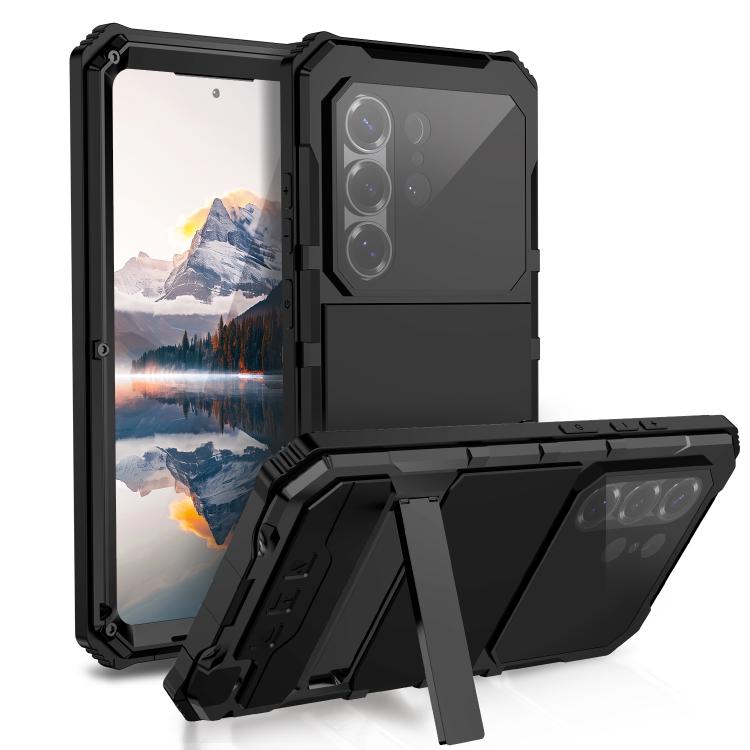 

For Samsung Galaxy S26 Ultra 5G R-JUST Life Waterproof Dustproof Shockproof Holder Phone Case(Black)