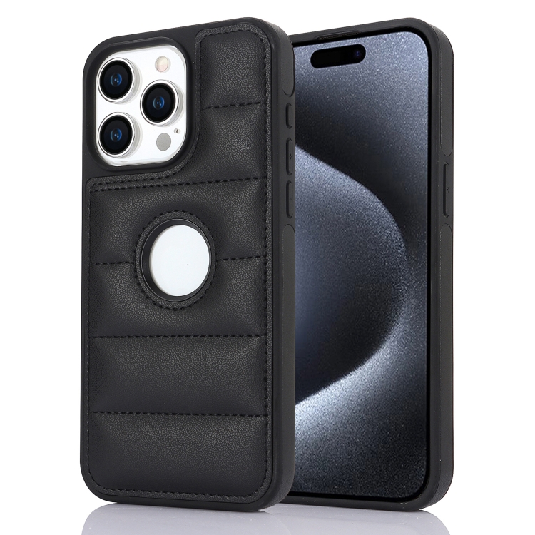 

For iPhone 15 Pro Max Piano Key Hollow Cutout PU Phone Case(Black)