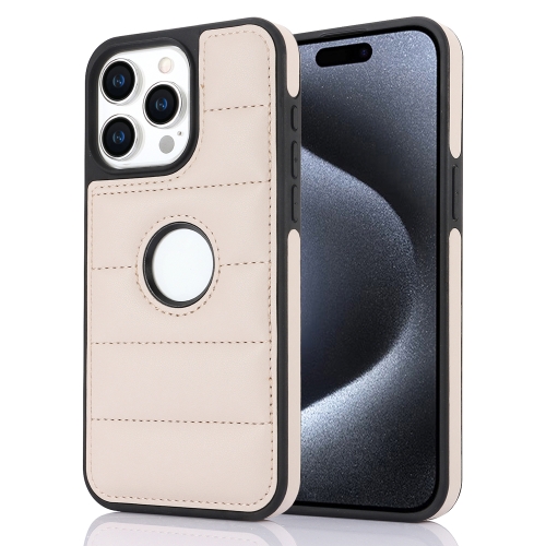 

For iPhone 15 Pro Piano Key Hollow Cutout PU Phone Case(Apricot)