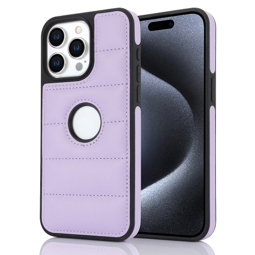 

For iPhone 15 Pro Piano Key Hollow Cutout PU Phone Case(Light Purple)