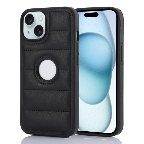 

For iPhone 15 Plus Piano Key Hollow Cutout PU Phone Case(Black)