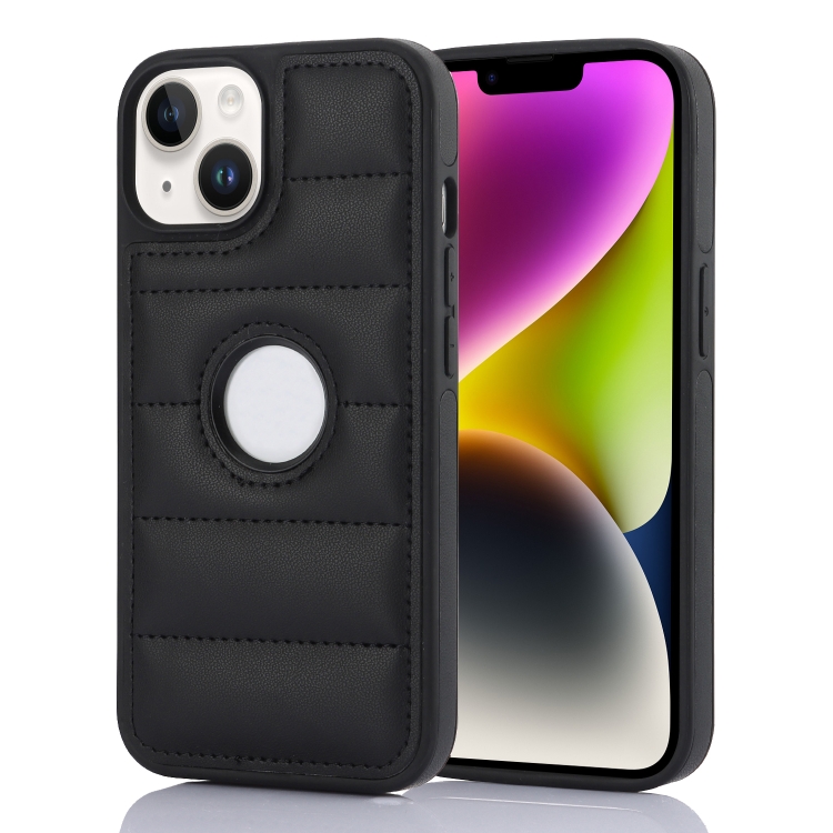 

For iPhone 14 Plus Piano Key Hollow Cutout PU Phone Case(Black)