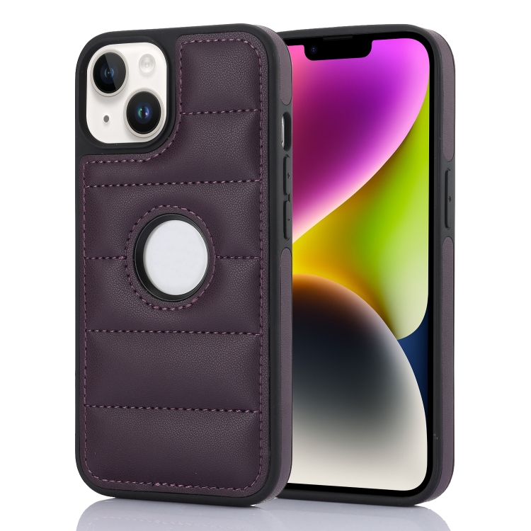 

For iPhone 14 Piano Key Hollow Cutout PU Phone Case(Dark Purple)