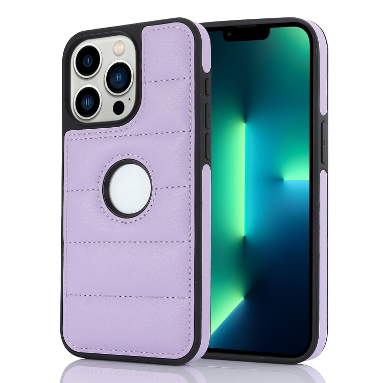 

For iPhone 13 Pro Max Piano Key Hollow Cutout PU Phone Case(Light Purple)