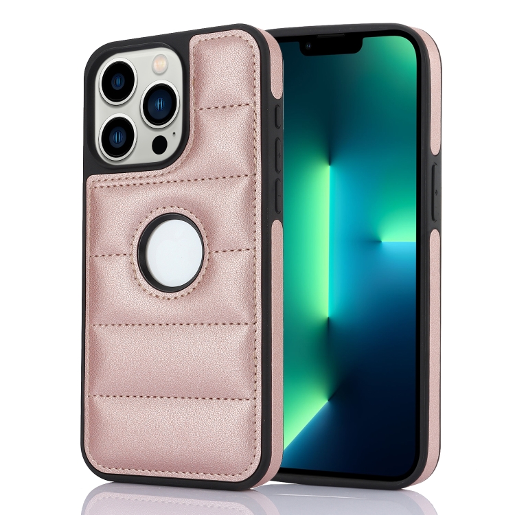 

For iPhone 13 Pro Max Piano Key Hollow Cutout PU Phone Case(Rose Gold)