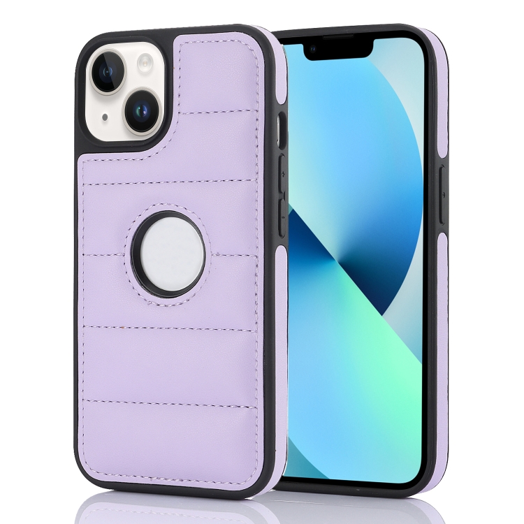 

For iPhone 13 Piano Key Hollow Cutout PU Phone Case(Light Purple)