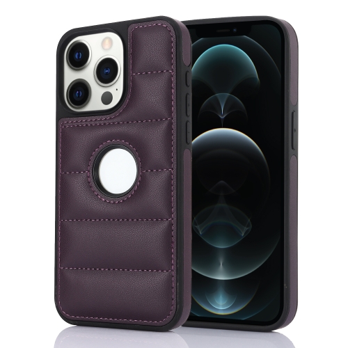 

For iPhone 12 Pro Max Piano Key Hollow Cutout PU Phone Case(Dark Purple)