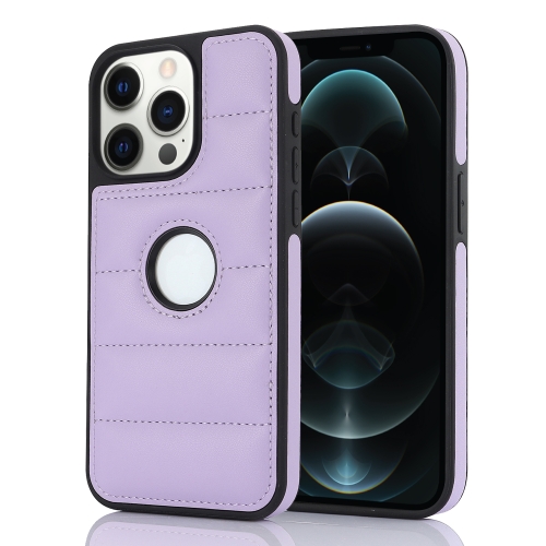 

For iPhone 12 Pro Max Piano Key Hollow Cutout PU Phone Case(Light Purple)