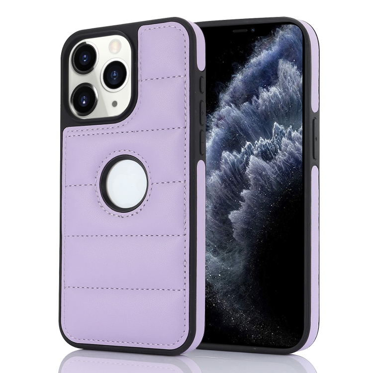 

For iPhone 11 Pro Max Piano Key Hollow Cutout PU Phone Case(Light Purple)