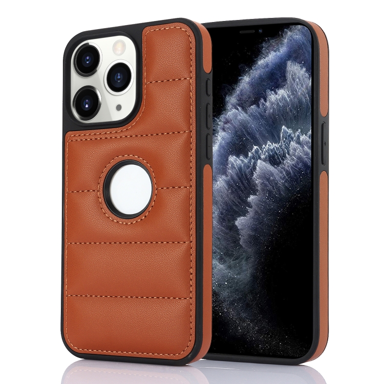 

For iPhone 11 Pro Max Piano Key Hollow Cutout PU Phone Case(Brown)